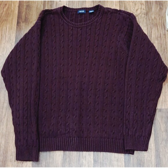 Y2K VTG IZOD Men’s XL Cable Knit Sweater Purple Knit Retro Streetwear Preppy - Picture 1 of 9